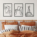CHENGU 3 Pieces Metal Minimalist Abstract Woman Wall Art Line Drawing Wall Art Decor Single Line Female Home Hanging for Kitchen Bathroom Living Room by CHENGU