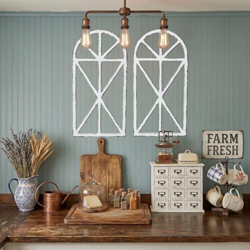 Set of 2 Large Farmhouse Window Frame Wall Decor, Rustic Wood Wall Art - Image 4