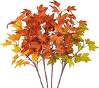 16Pcs Artificial Maple Leaves Branches, 21.6in Fall Leaves Stems by Phliofd