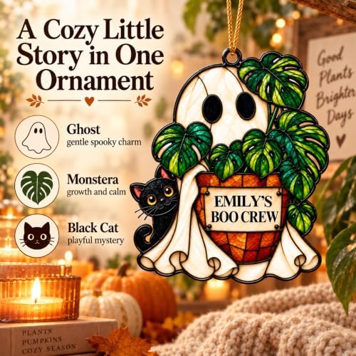 Halloween Decor, Halloween Ornaments for Tree, Personalized Acrylic Ghost - Image 4