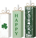 MiniInflat St. Patrick's 3 Pcs Table Decor, Wooden Block Sign Tiered Tray by MiniInflat