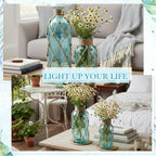 Chuangdi Set of 2 Coastal Glass Flower Vase with Boho Rope, Light Blue - Image 5