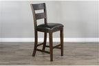 Pemberly Row Set of 3 Wood Bar Unit and 2 Ladderback Barstool in Dark Brown - Image 7