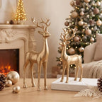 Thyle 2 Pcs Christmas Reindeer Figurines Decor, 9"x 6" Resin Standing Deer - Image 6