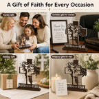 Christian Gifts for Men & Women, Faith Over Fear Wooden Cross Plaque Decor - Image 6
