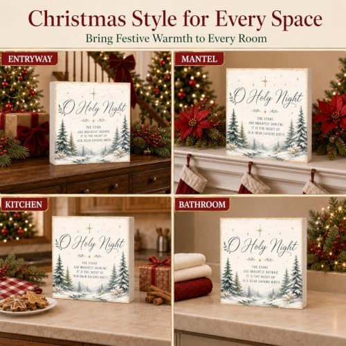 Christmas O Holy Night Sign Decorations Wood Box Sign - Image 6