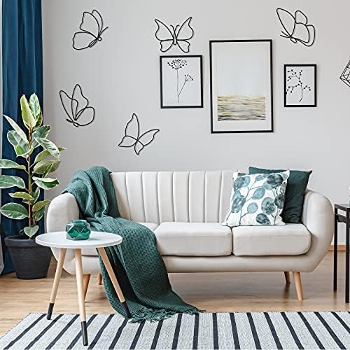 Hotop 6 Pieces Black Metal Butterfly Wall Decor Wired Butterflies Wall Art - Image 6