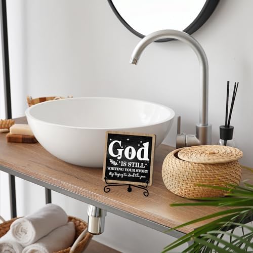 Home Decor, Farmhouse Shelf Decor For Living Room, Boho Aesthetic Table Decorations, Christian Gifts For Women Men, Entryway Tv Stand Fireplace Mantle Coffee Table Decoration (story-01) - Image 4