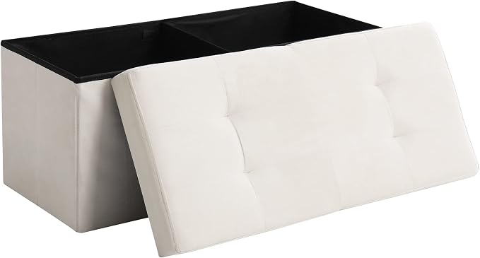 Storage Ottoman Bench Foldable Seat Footrest Shoe Bench End of Bed Storage by CUYOCA-MakeYouFeelComfort