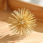Gold Sphere Decor, Metal Gold Starburst Tabletop Sculpture Decor, Modern Metal Starburst Centerpiece, Spike Ball Decoration for Home Decor - Image 2
