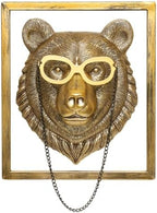 Newinhome Animal Heads Wall Decor (Includes Metal Frame) Resin Animals Sculptures Head Wall Hanging Decoration Gold vintage Wall Sculpture for Living Room Bedroom Office(Bear) - Image 2