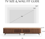 POVISON Fully-Assembled Sliding Tambour Door TV Stand, Mid Century Modern TV - Image 7