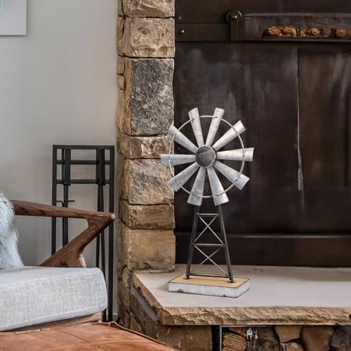 Charming Tall Galvanized Windmill Decor, Metal Windmill Accent for Farmhouse Shelf Decor and Living Room, Adding a Touch of Rustic Farmhouse Decor to Your Home Space - Image 6