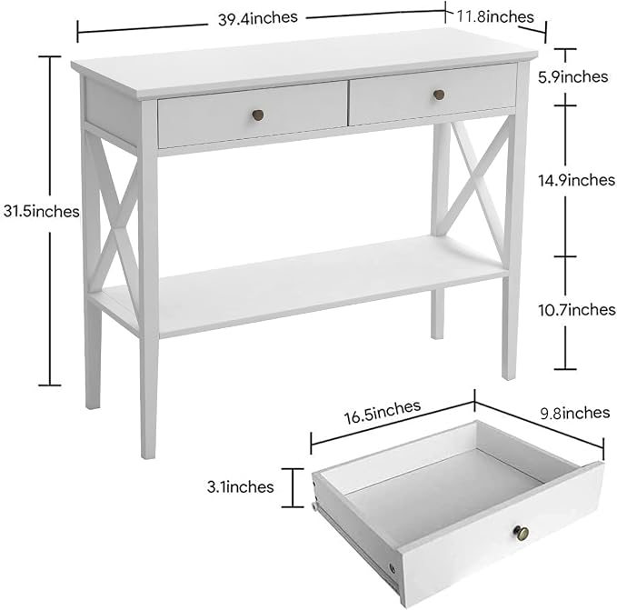 ChooChoo Console Table with Drawers, Narrow Wood Accent Sofa Table Entryway - Image 2