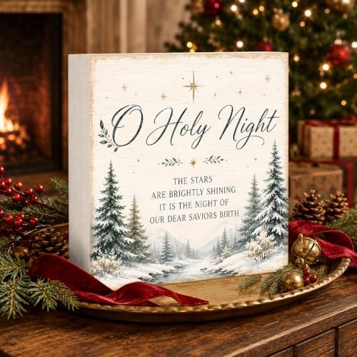 Christmas O Holy Night Sign Decorations Wood Box Sign - Image 3