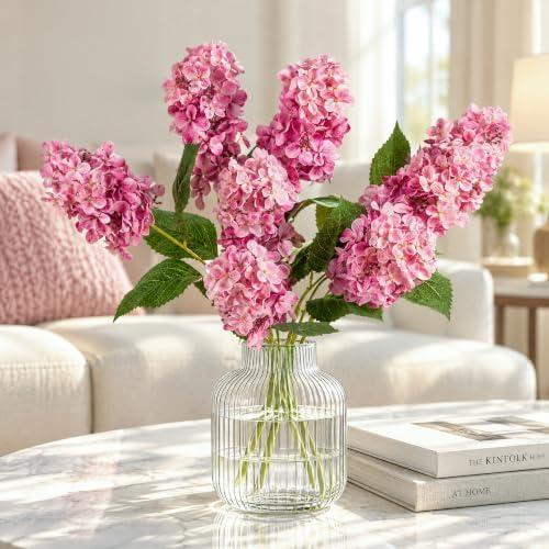 Ttranewsoo Fake Flowers Hydrangea Silk Flowers with Stems, Fake Grayish Hydrangea Artificial Flowers Winter Flowers Artificial for Decoration Vase Decor 24"（Dusty Rose） 8PCS Wthout Vase by Ttranewsoo
