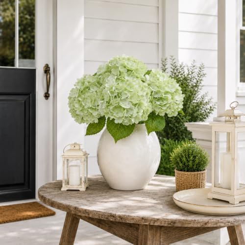 4 PCS Green Hydrangea Artificial Flowers, Latex UV Resistant Fake Flowers - Image 6