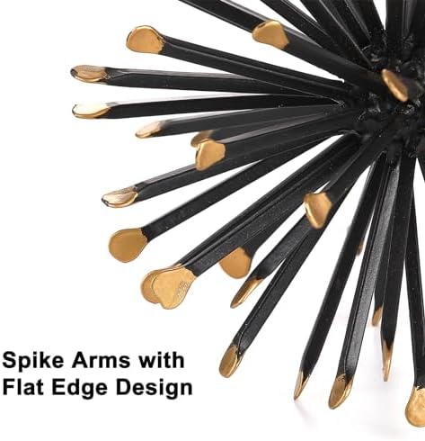 6.5” Modern Starburst Metal Tabletop Sculpture, Black Shelf Accent Decor - Image 3