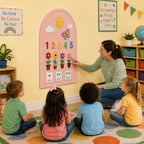 Large Arched Felt Bulletin Board, Sized 36" x 24" for Office & Wall Decor – 6 Customizable Adhesive Tiles with Pins are Perfect to Display Your Photos (Pink-B) - Image 3