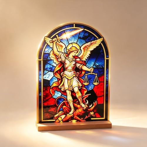 KOMI St Michael Stand Statue Acrylic Catholic Icon Ornament Home Altar Decor Christian Gifts - Image 4
