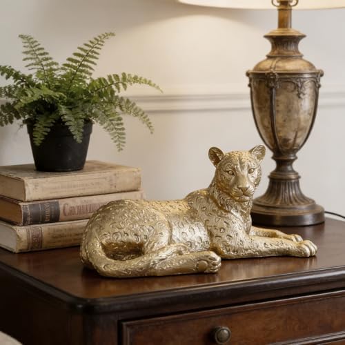 Guichifun Leopard Statue Home Decor Accents, Champagne Gold - Image 2