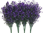 CATTREE Artificial Plants Shrubs Bushes, Plastic Fake Flowers Wedding Indoor Outdoor Home Garden Verandah Kitchen Office Table Centerpieces Arrangements Christmas Decoration - Deep Purple 4 pcs by CATTREE