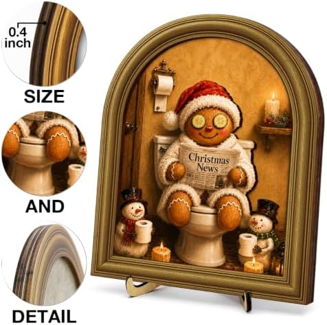 Christmas Bathroom Decor Funny Gingerbread Snowman Wall Art Table Decor - Image 3