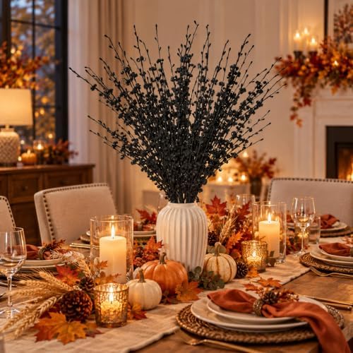 5Pcs Black 29.5" Artificial Jasmine Flowers for Halloween DIY Wreath Decor - Image 3