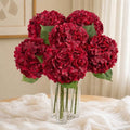 8 Pcs Real Touch Hydrangea Artificial Flowers, 21" Fake Flowers, Dark Red by Yastouay
