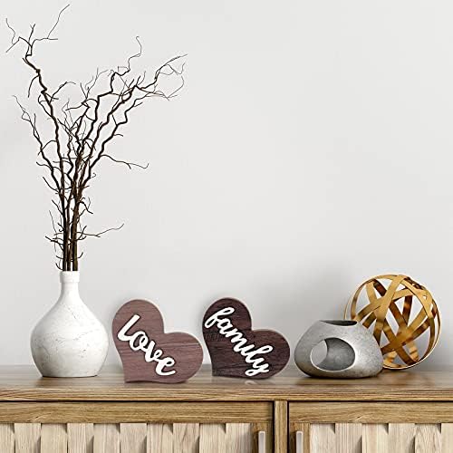Jetec 2 Pcs Heart Shaped Wooden Signs, Family Decor, Love Table Decor - Image 3