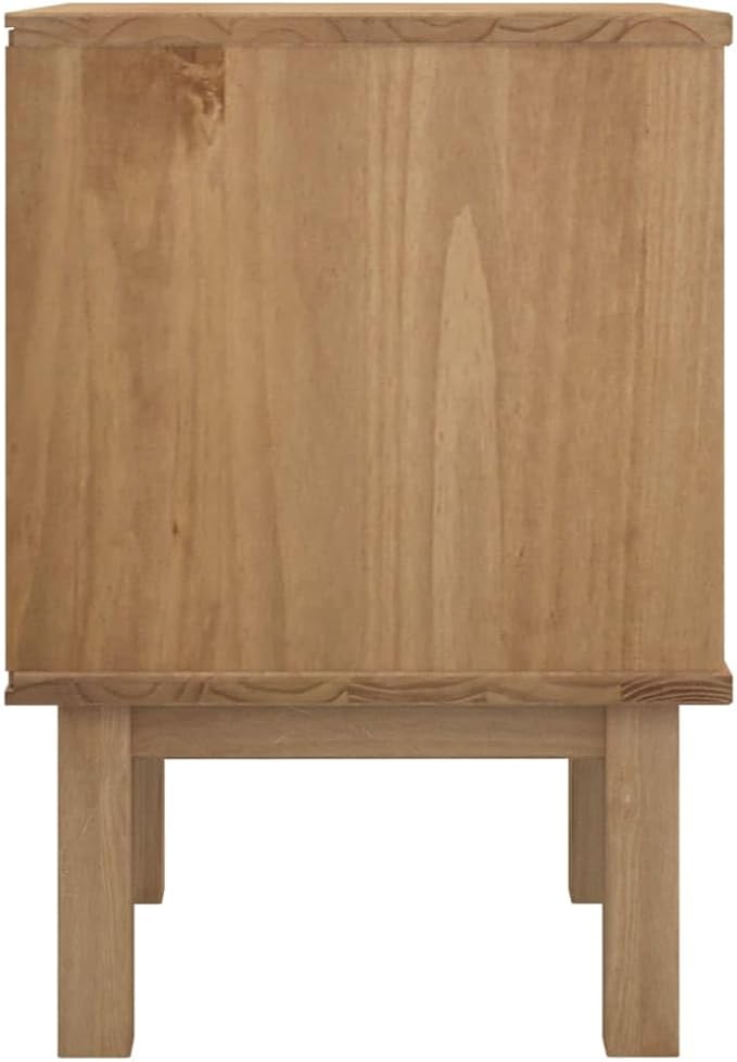 Scandinavian Style Bedside Cabinet Brown and White Solid Pine Wood, Engineered - Image 6
