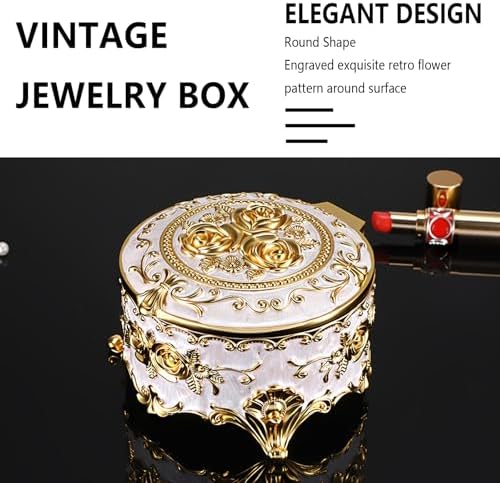 Hipiwe Metal Jewelry Box Antique Trinket Organizer for Women Keepsake Box - Image 2