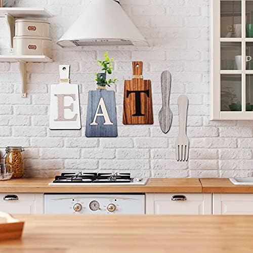 Jetec Cutting Board Eat Sign Set Wall Decor, Gray, White, Brown - Image 3