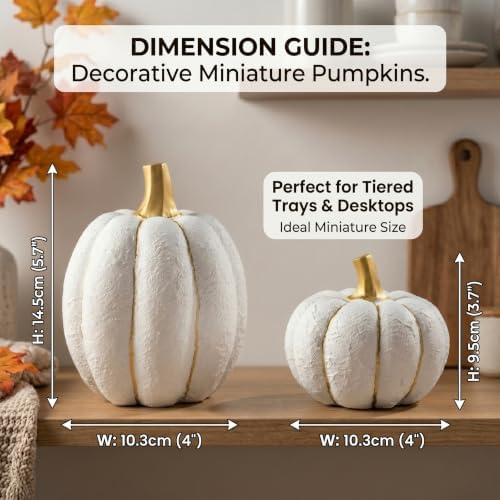 FESTGLOX Fall Pumpkin Decor, 2Pcs Resin Pumpkins for Decorating - Image 3