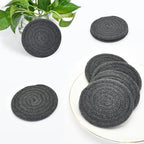 ABenkle 8 Pcs Drink Coasters with Holder, Cotton Woven Absorbent Coasters for Drinks, Minimalist Home Decor Coaster Set for Wooden Tabletop Protection Table, 4.3 inches Grey - Image 6