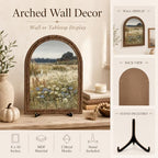 Rustic Farmhouse Tabletop Decor Sign, Arched Wooden Frame Wildflower Meadow Artwork for Desk Shelf Display, Soft Floral Landscape Accent, Gift for Home Decor Lovers - Image 4