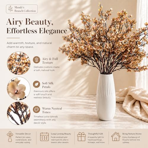 Mandy's 15 Bundles Artificial Light Brown Baby’s Breath Flowers - Image 2
