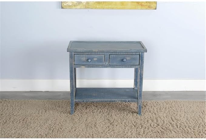 Sunny Designs Marina Ocean Blue Wood Side Table - Image 4