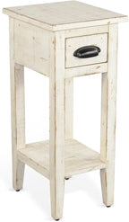 Sunny Designs Marina Farmhouse Mahogany Wood Chair Side Table in White Sand by Sunny+Designs