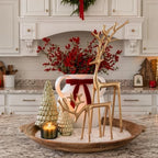 Christmas Decorations - Set of 2 Sculpted Gold Metal Reindeer Statues - Image 6