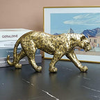 Cheetah Statue Home Decor Leopard Sculpture Resin Sitting Cheetah Figurine Desktop Table Top Ornament Decoration for Home Office-Gold Or Silver (Walking-Champagne Gold) - Image 3