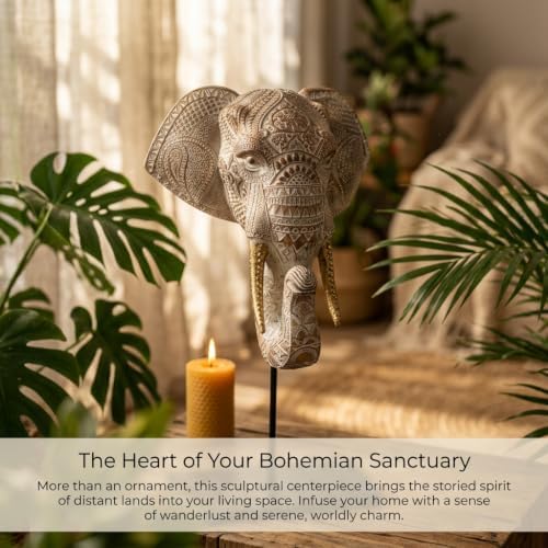 Carved Wood Elephant Statue Home Decor Living Room Luxury Gift - Image 2