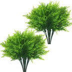 CATTREE Artificial Shrubs Bushes, Plastic Plants Fern Leaves Fake Persian Grass Wedding Indoor Outdoor Home Garden Verandah Kitchen Office Table Centerpieces Arrangements Christmas Decoration 8 pcs by CATTREE