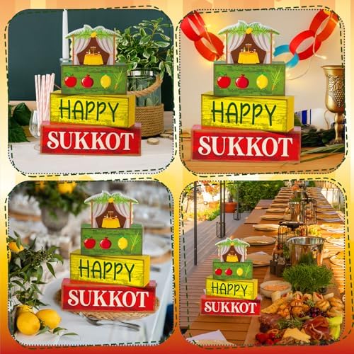 Yuntau 4 Pcs Happy Sukkot Table Decorations Sukkot Centerpieces for Tables - Image 5