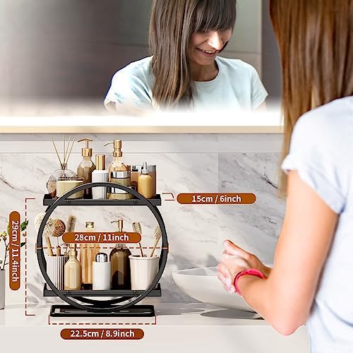 Bathroom Counter Organizer, 2-Tier Black Perfume Organizer Dresser - Image 4