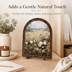 Rustic Farmhouse Tabletop Decor Sign, Arched Wooden Frame with Stand, Soft Wildflower Meadow Art for Living Room Dining Room Bedroom, Warm Gift for Friends - Image 2