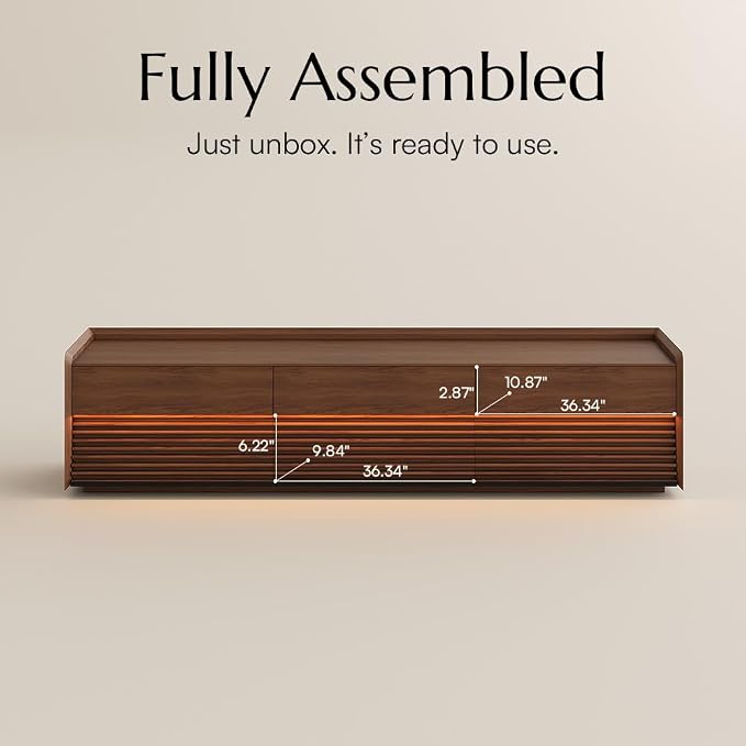 POVISON Fully-Assembled Mid Century Modern TV Stand, 78.74" Wood Media Console - Image 4