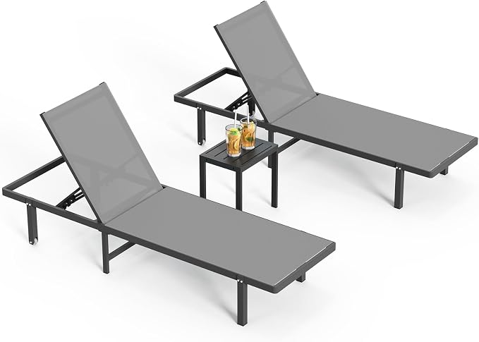 Pool Lounge Chairs Set of 3，Outdoor Lounge Chairs - Image 8