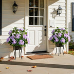 Artificial Geraniums for Outdoors, 4 Stems 17.7 Inch Purple Faux Geranium Bush Fake Flowers UV Resistant Fall Porch Patio Garden Planter Window Box Indoor Decor, Pot Not Included - Image 4
