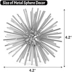 Silver Sphere Decor, Metal Starburst Tabletop Sculpture Decor, Mid-Century Modern Metal Starburst Centerpiece, Spike Ball Decoration for Home, Coffee Table Decor - Image 5